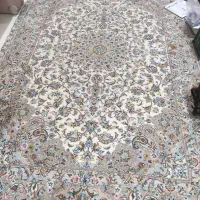 فرش کاشان ریز بافت  گل ابریشم یک جفت شیش متری