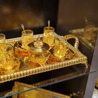 گُلدپلیداماراتی رنگثابت چاییخوری بهمراه سینی آبطلا|ظروف سرو و پذیرایی|مشهد, امام رضا (ع)|دیوار