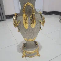 گلدان نقره ای با گل برجسته طلاکوب چینی