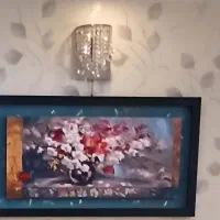 لوستر چسبان،دیواری،پرده تور با کتیبه و میله پرده|لوستر و چراغ آویز|رشت, سعدی (تختی)|دیوار