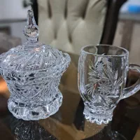 ۹عدد فنجون کریستال ۲ عدد قندون خورشیدی