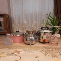 کتری استیل و پلوپز برقی و قابلمه کاملا سالم درحدنو