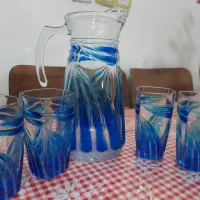 پارچ و لیوان آبی رنگ
