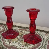 میز عسلی وآباژور چوب نارگیل و شمعدان های پایه برنز|چراغ خواب و آباژور|تبریز, |دیوار