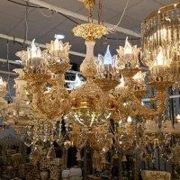 لوستر کرم طلا لوسترسفیدطلا کنارسالنی باکارات|لوستر و چراغ آویز|مشهد, حسین‌آباد|دیوار