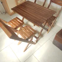 میز و صندلی چوبی تاشو چهار نفره