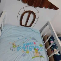 تخت خواب کودک با تشک طبی و روتختی ترک|تخت و صندلی بچه|آمل, |دیوار