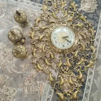 ساعت دیواری برنزی با ۳ تا قندان