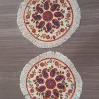 رومیزی عسلی  پته دوزی