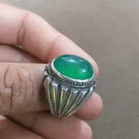 انگشتر عقیق سبز سیدی نقره عیاربالا