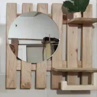 آینه طرح چوبی برای سرویس