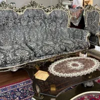 مبل سلطنتی رنگ نقره‌ای چوب راش ۷ نفره (۲ میزبان)|مبلمان خانگی و میز عسلی|سمنان, |دیوار