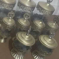 پاسماوری هفت تیکه با میوه خوری و قندان طرح برنج