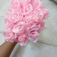 ۱۵عدد گل روبانی صورتی پاستیلی سفارشات قبول میشود|گل مصنوعی|سهند, |دیوار