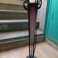 دو عدد پایه فلزی گلدان ویک عدد با گلدان بلوری