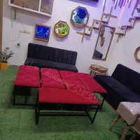 پاف بدنه فلز . نیمکت بدنه فلزی .پاف میز دار. صندلی