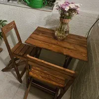 میز و صندلی چوبی تاشو ۲نفره