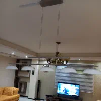 لوستر شش شاخه با دیوارکوب و لوستر خطی استیل|لوستر و چراغ آویز|آمل, |دیوار