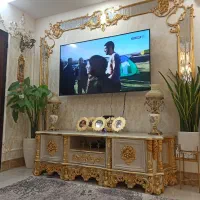 میز تلوزیون سلطنتی ۲ متری ورق طلا
