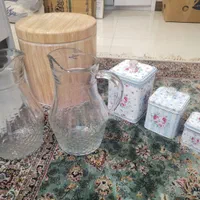سطل قند و شکر و پا سماوری و 2عدد پارچ
