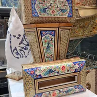 سرویس رومیزی خاتم ست سطل و جادستمال و جاکاردوچنگال|صنایع دستی و سایر لوازم تزئینی|اصفهان, مرداویج|دیوار