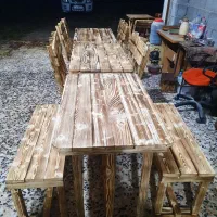 نیمکتی میز و صندلی ثابت کافی شاپ باغی T003|میز و صندلی غذاخوری|رشت, جانبازان|دیوار