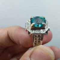 انگشتر نقره۹۲۵عیار۱۸گرمی با نگین توپاز سبز سوئیسی