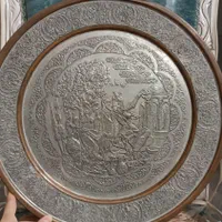 سینی مسی قلم زنی قدیمی|کلکسیون اشیاء عتیقه|اصفهان, خواجو|دیوار