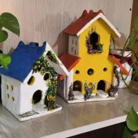 خانه سفالی .چوبی .نقاشی بوم .