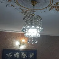 لوستر برنجی و کریستال|لوستر و چراغ آویز|فردیس, |دیوار