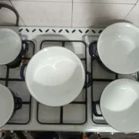 سرویس قابلمه لعابی طاووس آبی 5تایی ج قدیمی عتیقه|کلکسیون اشیاء عتیقه|مشهد, طبرسی شمالی|دیوار