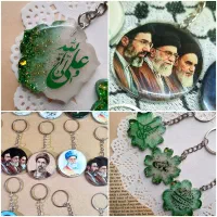 آویز جاکلیدی رزینی عکس رهبر غدیر گیفت شمعی غدیر