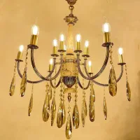 لوستر دوازده شعله سنگ/تعویض لوستر کهنه با نو