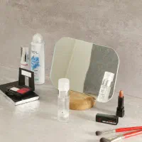 آینه رومیزی پایه چوب و فلزی