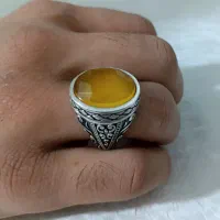 انگشتر عقیق زرد*شرف الشمس*،تراش جواهری