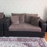 مبل ۷ نفره چرم و پارچه تمیز