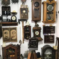 انتیک عتیقه ساعت تلفن دیوارکوب