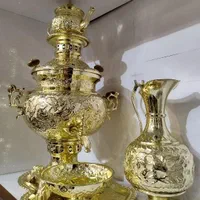 سماور ذغالی طلایی قلم کاری