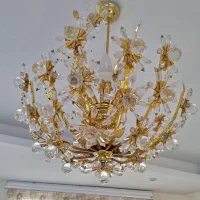 یک جفت لوستر کریستال اتریش اب طلا