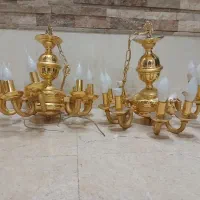 جفت لوستر فلزی طلای