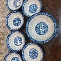 سرویس ۷پارچه انارخوری  آبی قلم.قدیمی