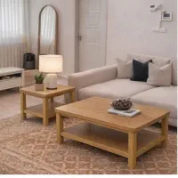 جلو مبلی و عسلی چوبی دو طبقه