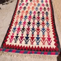 گلیم دست ریس دست بافت پشم در پشم نو