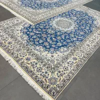 فرش دستباف (بساک)جفت ۶ متری ۹لا ابی کرک ابریشم|فرش|مشکیندشت, |دیوار