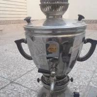 سماور گازی بدنه استیل کوره برنجی