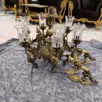 لوستر برنجی طرح فرشته 6 شاخه به همراه دیوار کوب|لوستر و چراغ آویز|اسلام‌شهر, شهرک واوان|دیوار