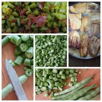 لوبیا سبز خورد شده لوبیا سبزپخته شده با گوجه