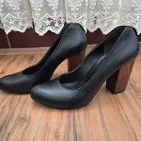 کفش چرم زنانه پاشنه چوب