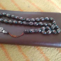 فروش تسبیح یسر قجرنقره کوب و آویز نقره