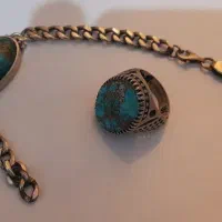 انگشتر و دستبند نقره هر دو فیروزه اصل